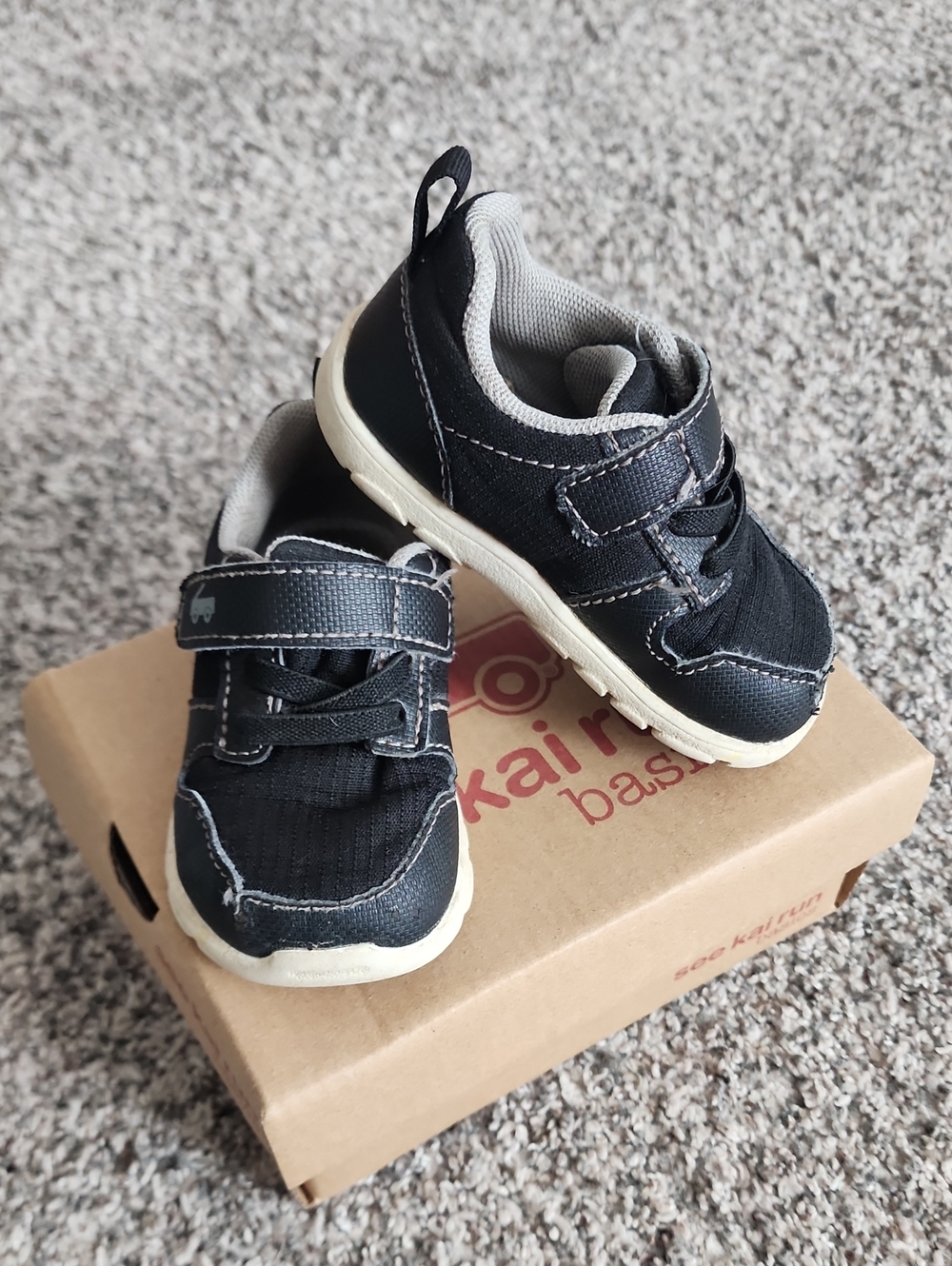 See Kai Run Black and White Toddler Sneakers 6 with Hook-and-Loop Strap